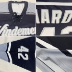 Personalized Black White-Silver Hockey Jersey with Lace Neck Design Personalized Black White-Silver Hockey Lace Neck Jersey