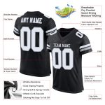 Custom Team Name Number Black White Silver Mesh Football Jersey - Personalized Authentic Jersey Personalized Black White-Silver