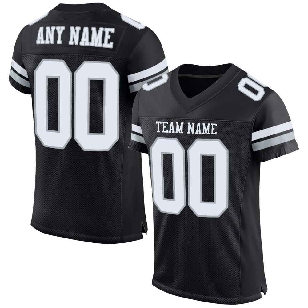 Personalized Black White Silver Mesh Football Jersey for Men - Customize Your Team Spirit 2 Personalized Black White-Silver