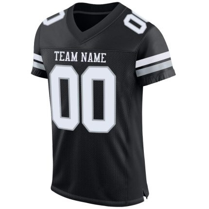 Personalized Black White Silver Mesh Football Jersey for Men - Customize Your Team Spirit 2 Personalized Black White-Silver