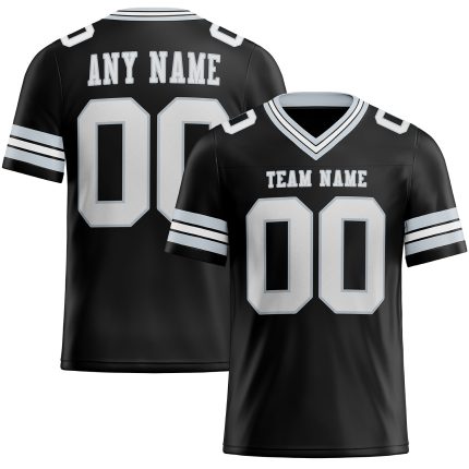 Personalized Black White Silver Mesh Football Jersey for Kids - Custom Sports Apparel 3 Personalized Black White-Silver Mesh