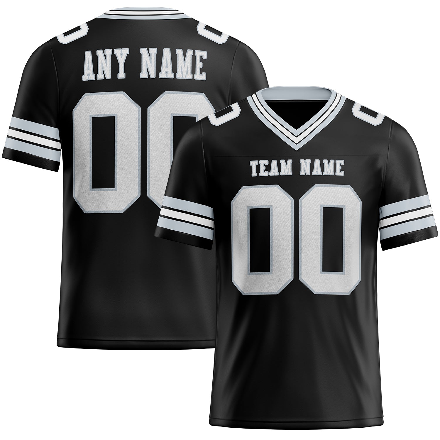 Personalized Black White Silver Mesh Football Jersey for Kids - Custom Sports Apparel 3 Personalized Black White-Silver Mesh