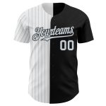 Custom Name Number Baseball Jersey - Personalized Black White-Silver Pinstripe Authentic Split Fashion Personalized Black
