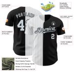 Custom Name Number Baseball Jersey - Personalized Black White-Silver Pinstripe Authentic Split Fashion Personalized Black