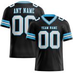 Custom Team Football Jersey - Personalized Black and Sky Blue Mesh with Name and Number Personalized Black White-Sky Blue