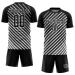 Personalized Black White Soccer Jersey - Custom Sublimation Uniform Personalized Black White Slash Sublimation Soccer Uniform