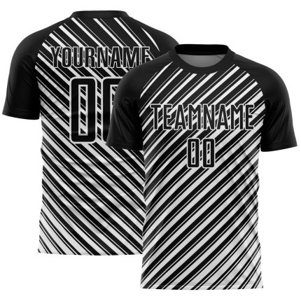 Personalized Black White Soccer Jersey - Custom Sublimation Uniform Personalized Black White Slash Sublimation Soccer Uniform