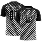 Custom Name Number Soccer Jersey - Personalized Black White Slash Sublimation Uniform for Teams Personalized Black White