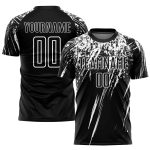 Personalized Black and White Soccer Jersey - Custom Sublimation Uniform Personalized Black White Sublimation Soccer Uniform