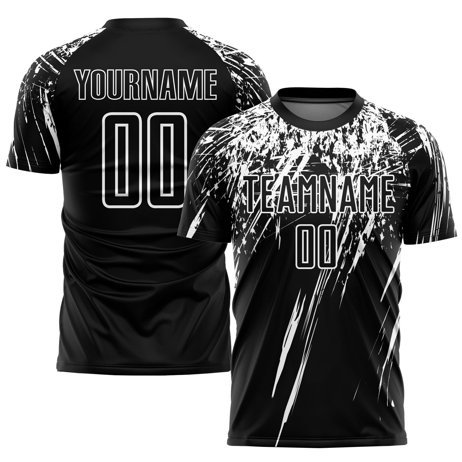 Personalized Soccer Jersey Black and White Sublimation Uniform - Custom Team Kit Personalized Black White Sublimation Soccer