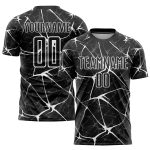 Personalized Soccer Uniform Jersey - Black White Sublimation, Size 4 Personalized Black White Sublimation Soccer Uniform