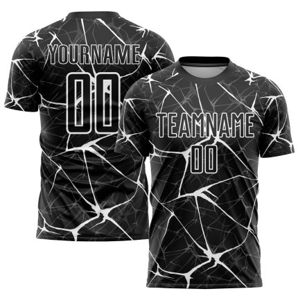 Personalized Soccer Uniform Jersey - Black White Sublimation, Size 4 Personalized Black White Sublimation Soccer Uniform