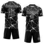Personalized Soccer Uniform Jersey - Black White Sublimation, Size 4 Personalized Black White Sublimation Soccer Uniform