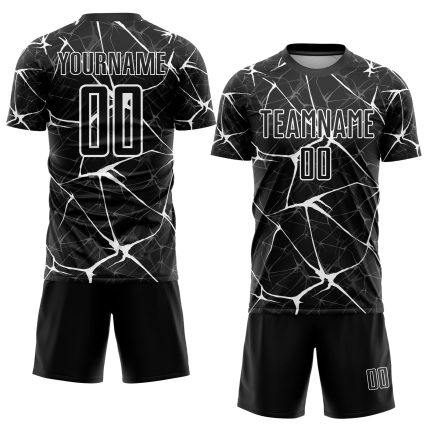 Personalized Soccer Uniform Jersey - Black White Sublimation, Size 4 Personalized Black White Sublimation Soccer Uniform