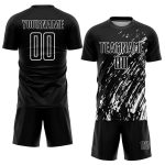 Custom Black and White Soccer Jersey for Kids - Personalized Sublimation Uniform Personalized Black White Sublimation Soccer