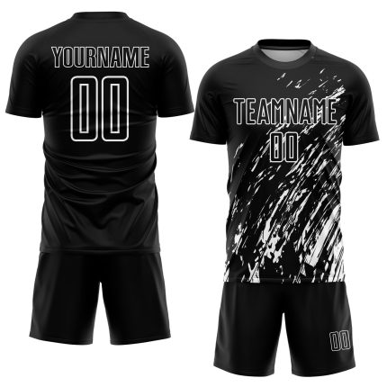 Custom Black and White Soccer Jersey for Kids - Personalized Sublimation Uniform Personalized Black White Sublimation Soccer