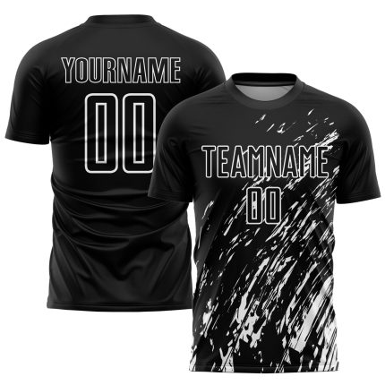 Custom Black and White Soccer Jersey for Kids - Personalized Sublimation Uniform Personalized Black White Sublimation Soccer