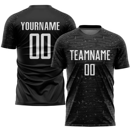 Personalized Sublimation Soccer Uniform Jersey - Black White Design, Customizable, Adult & Kids Sizes Personalized Black