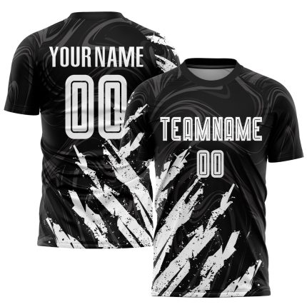 Custom Black and White Soccer Jersey Uniform Sublimation 58 - Personalized Team Wear Personalized Black White Sublimation