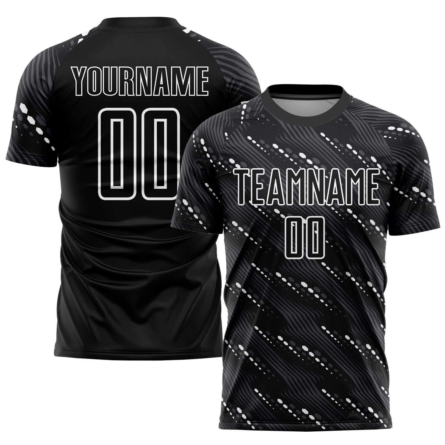 Custom Sublimation Soccer Jersey Black White Personalized for Youth Size 6 Personalized Black White Sublimation Soccer Uniform