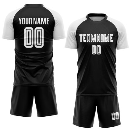 Custom Black White Soccer Jersey - Personalized Sublimation Uniform Personalized Black White Sublimation Soccer Uniform Jersey
