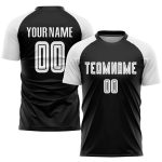 Custom Black White Soccer Jersey - Personalized Sublimation Uniform Personalized Black White Sublimation Soccer Uniform Jersey