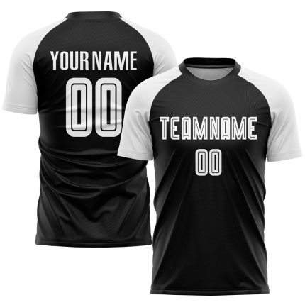 Custom Black White Soccer Jersey - Personalized Sublimation Uniform Personalized Black White Sublimation Soccer Uniform Jersey