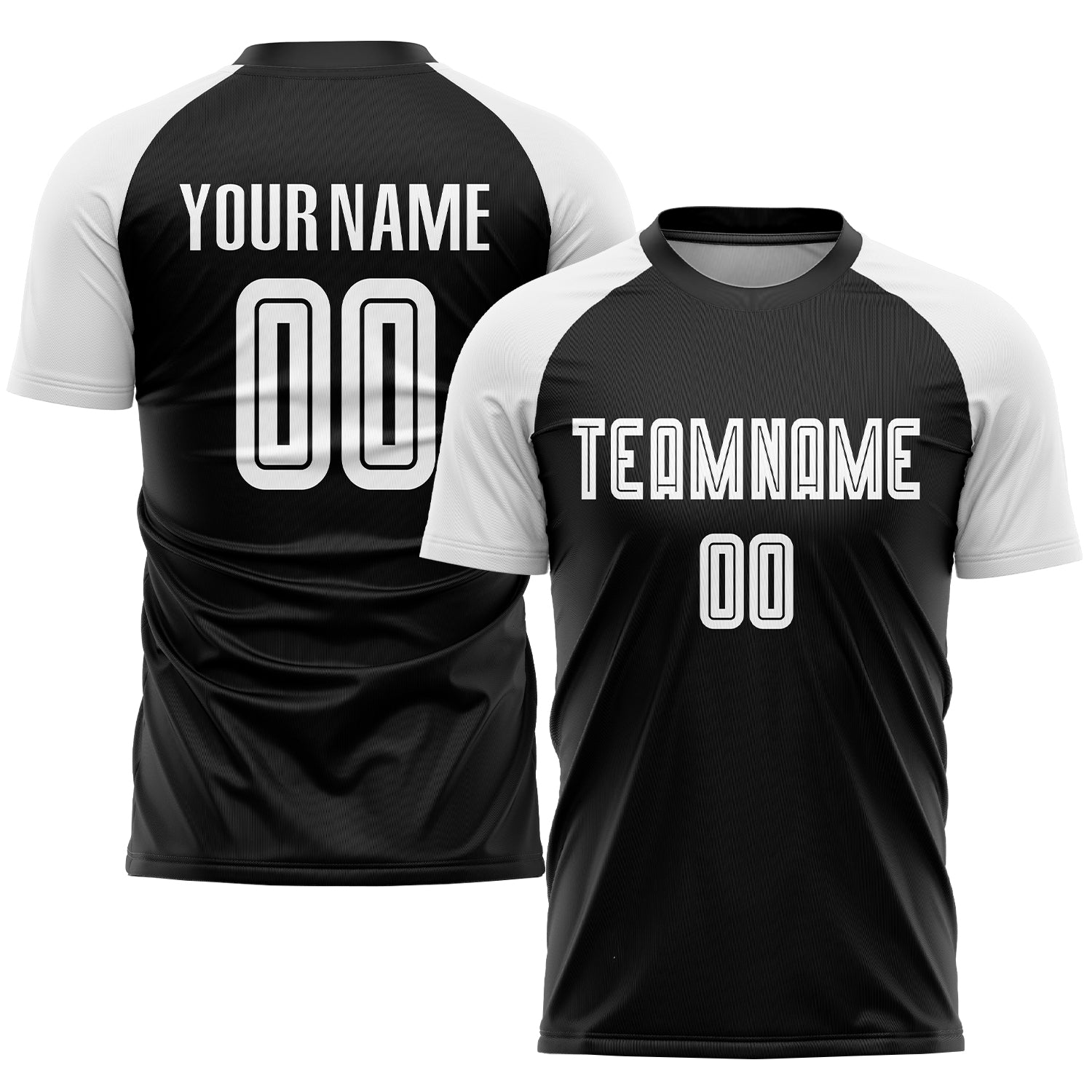 Custom Name and Number Soccer Jersey - Personalized Black and White Sublimation Uniform Personalized Black White Sublimation