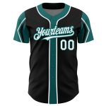 Custom Baseball Jersey with Personalized Name & Number - Black White Teal Arm Shapes, 3 Colors Available Personalized Black
