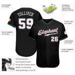 Custom Name Number Black White Teal Baseball Jersey - Personalized Authentic Team Apparel Personalized Black White-Teal Authentic