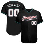 Custom Name Number Black White Teal Baseball Jersey - Personalized Authentic Team Apparel Personalized Black White-Teal Authentic
