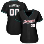 Custom Name Number Black White Teal Baseball Jersey - Personalized Authentic Team Apparel Personalized Black White-Teal Authentic