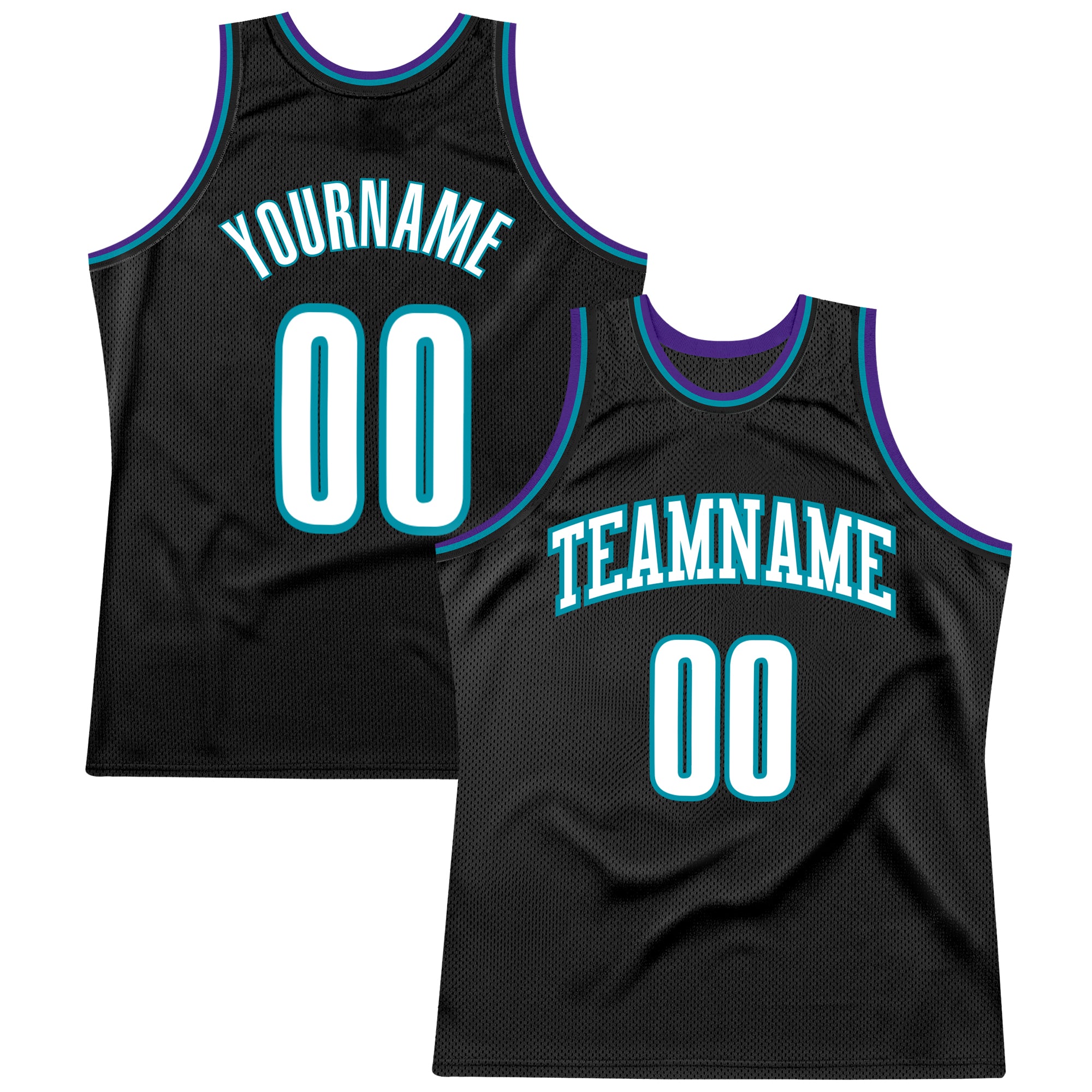 Custom Name Number Authentic Basketball Jersey - Personalized Black White Teal Throwback Team Jersey Personalized Black White-Teal