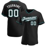 Personalized Black White Teal Baseball Jersey for Men and Women - Custom Design Personalized Black White-Teal Baseball Jersey