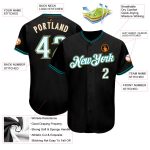 Personalized Teal Black White Baseball Jersey for Adults - Customizable 3 Personalized Black White-Teal Baseball Jersey 3
