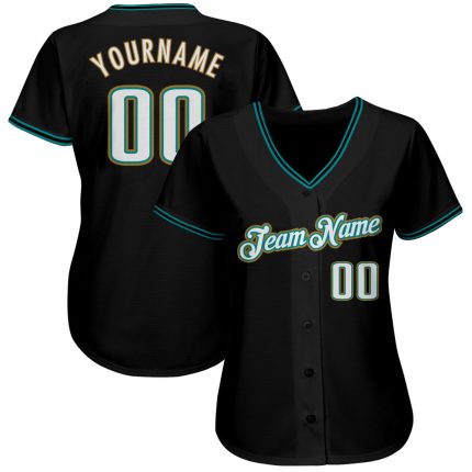 Personalized Teal Black White Baseball Jersey for Adults - Customizable 3 Personalized Black White-Teal Baseball Jersey 3