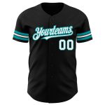 Personalized Black White Teal Baseball Jersey for Kids, Custom Name and Number, Size 5 Personalized Black White-Teal Baseball