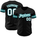 Personalized Black White Teal Baseball Jersey for Kids, Custom Name and Number, Size 5 Personalized Black White-Teal Baseball