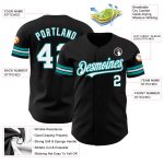 Personalized Black White Teal Baseball Jersey for Kids, Custom Name and Number, Size 5 Personalized Black White-Teal Baseball