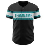 Personalized Teal Black White Baseball Jersey for Kids - Custom Number 6 Personalized Black White-Teal Baseball Jersey 6