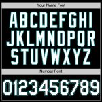 Custom Team Name Number Varsity Letterman Hoodie Jacket Black White Teal Bomber Full-Snap Personalized Black White-Teal Bomber
