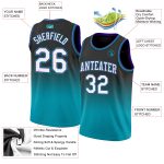 Personalized Basketball Jersey Black White Teal Fade Design - Custom Sports Apparel 2 Personalized Black White-Teal Fade