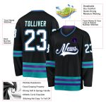 Personalized Black White Teal Hockey Jersey for Men and Women - Custom Team Apparel Personalized Black White-Teal Hockey