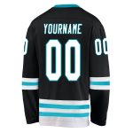 Custom Name and Number Personalized Black White Teal Hockey Jersey for Teams Personalized Black White-Teal Hockey Jersey