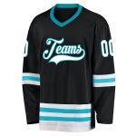 Custom Black Teal Hockey Jersey - Personalized Sports Apparel for Fans Personalized Black White-Teal Hockey Jersey
