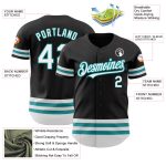 Customizable Black White and Teal Baseball Jersey for Men and Women Personalized Black White-Teal Line Baseball Jersey