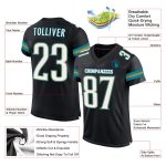 Personalized Custom Black White Teal Football Jersey with Name and Number - Authentic Mesh Team Apparel Personalized Black