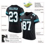 Personalized Authentic Football Jersey - Black White Teal Mesh Design Personalized Black White-Teal Mesh Authentic Football