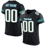 Custom Mesh Football Jersey in Black, White, and Teal - Personalize Your Look Personalized Black White-Teal Mesh Football