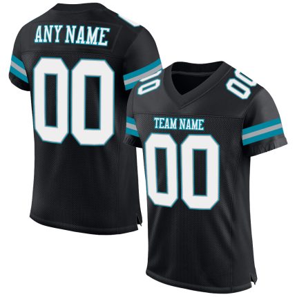 Personalized Teal Black White Mesh Football Jersey for Men and Women Personalized Black White-Teal Mesh Football Jersey 2
